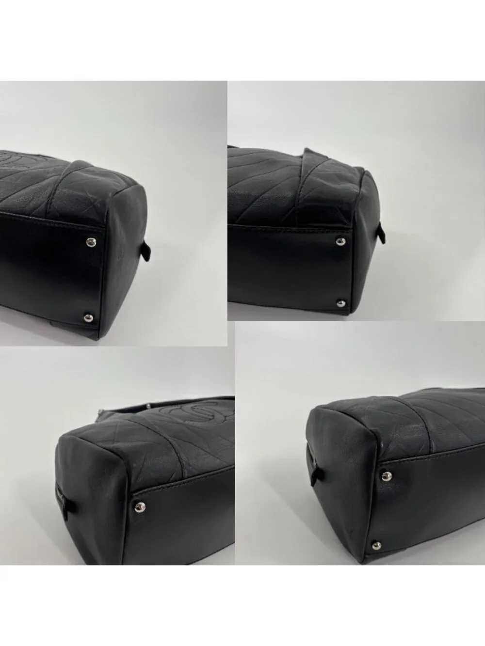 Chanel Super Chez Blanc Lambskin Mini Boston Bag Black